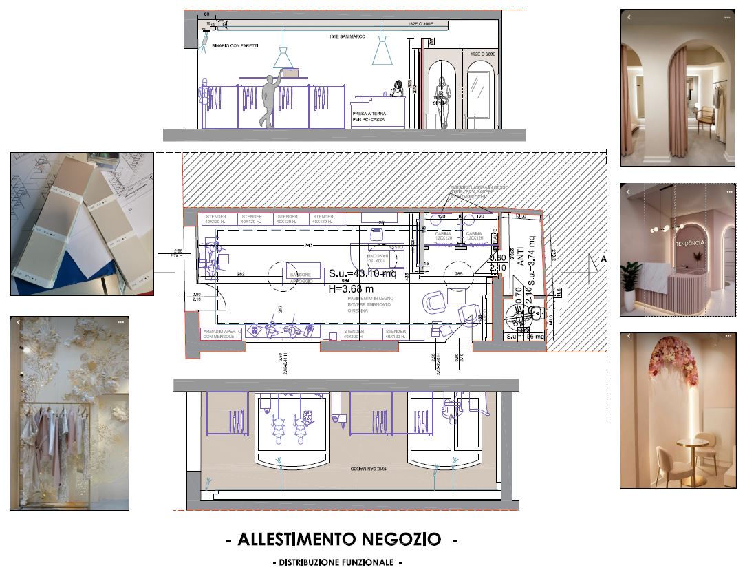 arredo negozio abbigliamento progetto